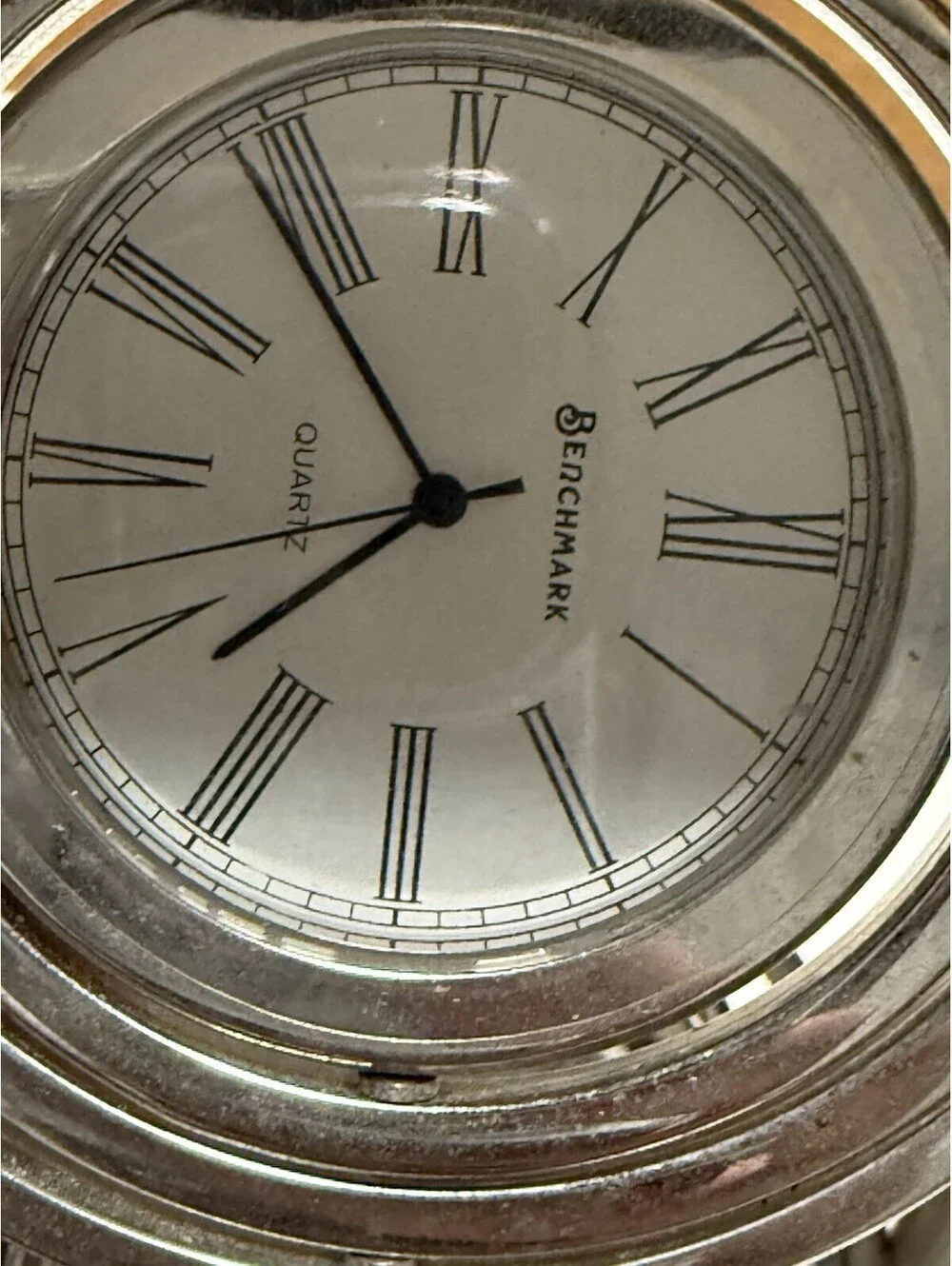 Vintage Bechmark Quartz Spinning Desk Clock Crystal Globe ( Untested )